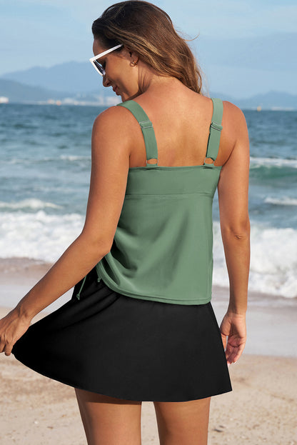 Mist Green Scoop Neck Adjustable Tankini and Matching Skort